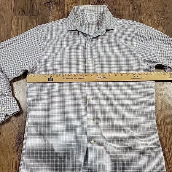 Brooks Brothers Shirt Mens 15.2 2/3 Gray Check Button Up Regent Long Sleeve - Picture 4 of 7